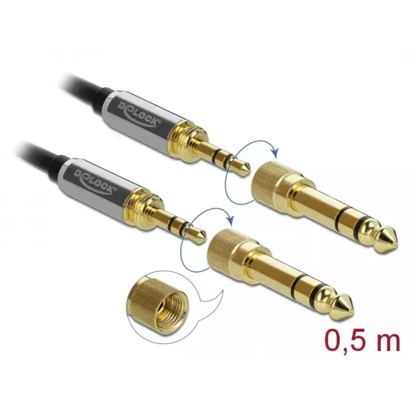 Cable de audio DeLOCK 85784 0,5 m 3,5 mm negro gris