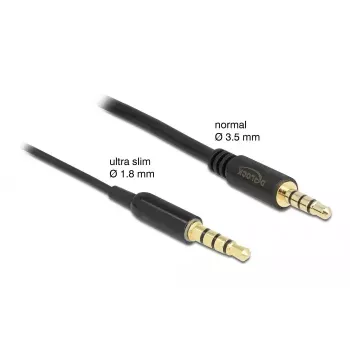 Cable de extensión de audio DeLOCK 66074 3,5 mm 4 contactos conector macho a conector hembra ultra fino 0,5 m negro