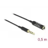 Cable de extensión de audio DeLOCK 66074 3,5 mm 4 contactos conector macho a conector hembra ultra fino 0,5 m negro