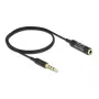 Cable de extensión de audio DeLOCK 66074 3,5 mm 4 contactos conector macho a conector hembra ultra fino 0,5 m negro