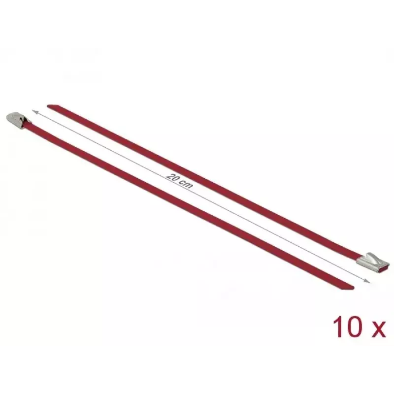 Bridas DeLOCK 18777 acero inoxidable rojo 200 mm 10 uds.