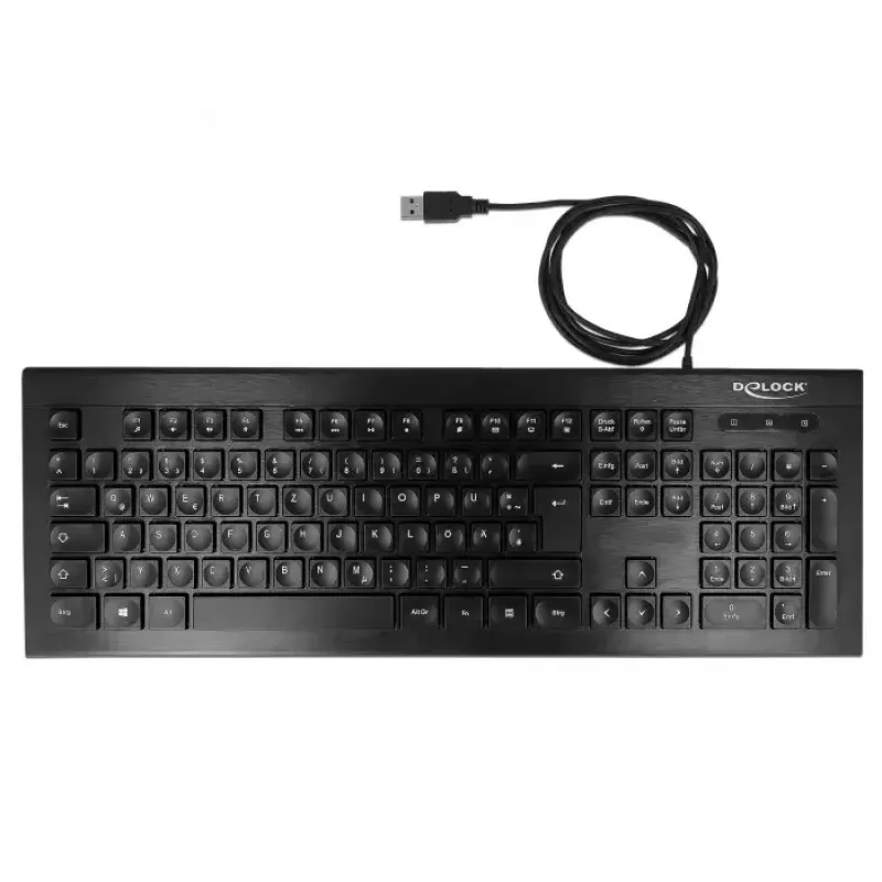 Teclado DeLOCK 12672 Office USB QWERTZ alemán negro