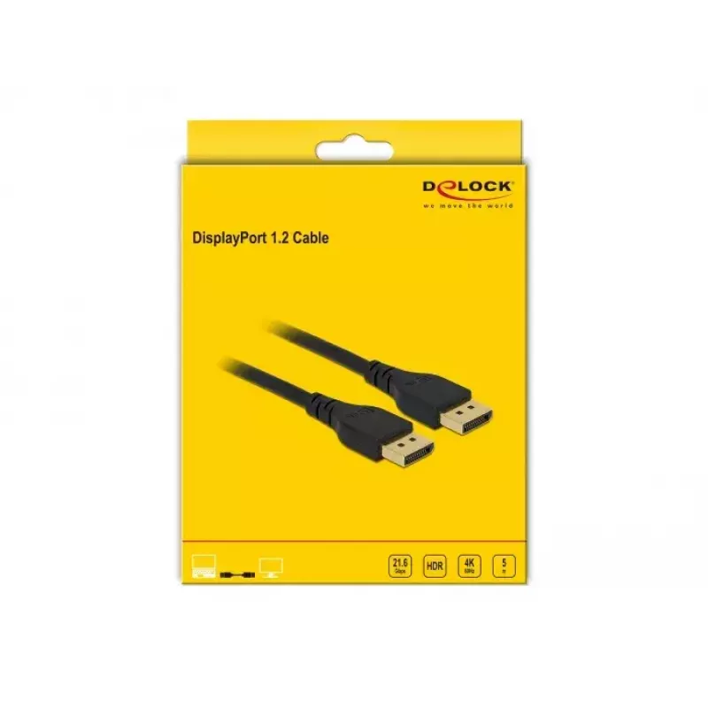 Cable DisplayPort DeLOCK 85912 4K 60 Hz 5 m sin bloqueo
