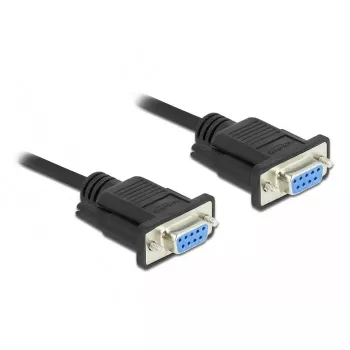 Delock Cable módem nulo RS-232, D-Sub 9 hembra a hembra, carcasa de conector delgada, 4 m, negro