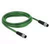 DeLOCK 85918 Cable industrial M12 codificación D de 4 pines clavija a clavija, SF/FTP, libre de halógenos, 2 m, verde
