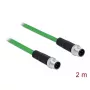 DeLOCK 85918 Cable industrial M12 codificación D de 4 pines clavija a clavija, SF/FTP, libre de halógenos, 2 m, verde