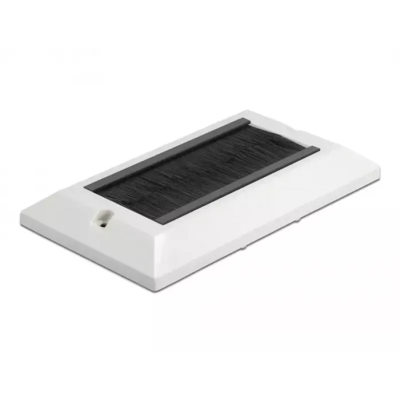 DeLOCK Placa cubierta para gestión de cables 146 x 86 mm con tiras de cepillo negras, blanco (66492)