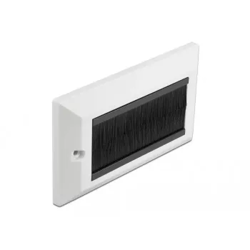 DeLOCK Placa cubierta para gestión de cables 146 x 86 mm con tiras de cepillo negras, blanco (66492)
