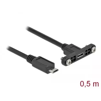 Cable DeLOCK USB 2.0 Micro-B conector hembra montaje en panel a USB 2.0 Micro-B conector macho 0,5 m