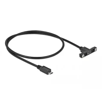 Cable DeLOCK USB 2.0 Micro-B conector hembra montaje en panel a USB 2.0 Micro-B conector macho 0,5 m