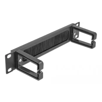 Panel de cepillo DeLOCK 10 pulgadas regleta de gestión de cables con cepillo y 2 ganchos 1U negro