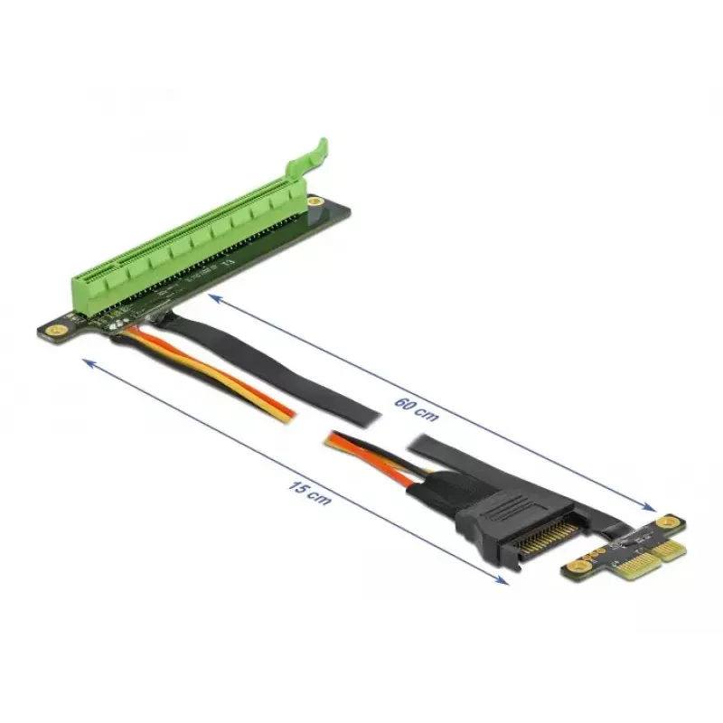 Tarjeta riser DeLOCK PCI Express x1 a x16 con cable flexible 80 cm