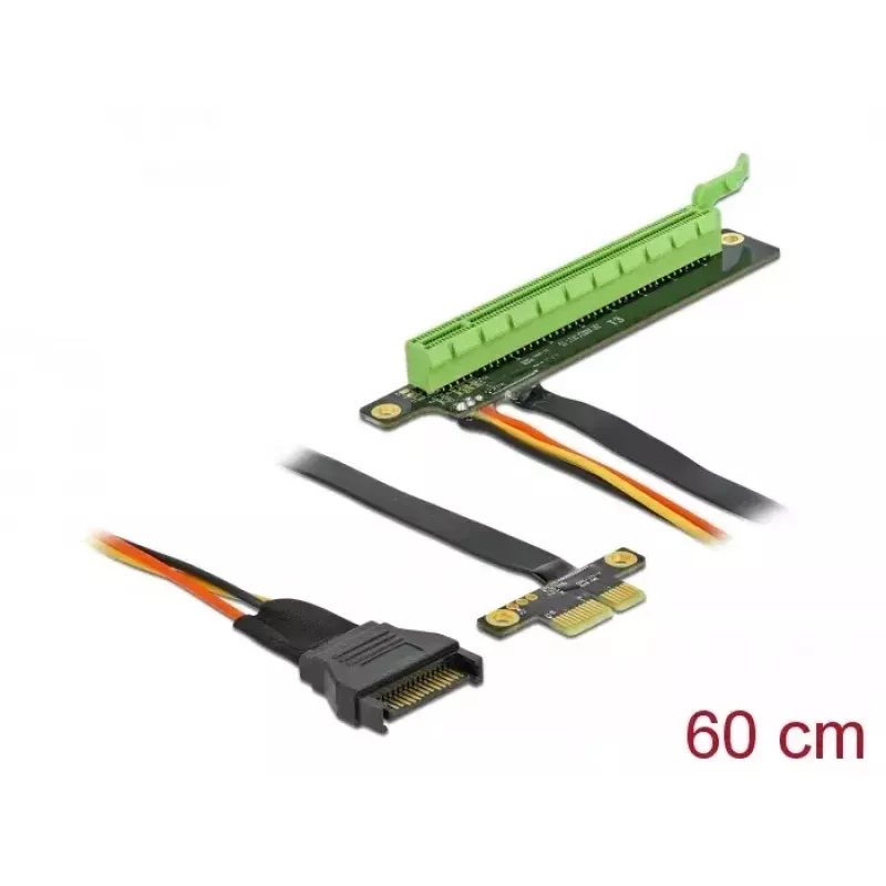 Tarjeta riser DeLOCK PCI Express x1 a x16 con cable flexible 80 cm