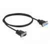 Delock Cable módem nulo RS-232, D-Sub 9 macho a hembra, carcasa de conector delgada, 1 m, negro