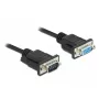 Delock Cable módem nulo RS-232, D-Sub 9 macho a hembra, carcasa de conector delgada, 1 m, negro