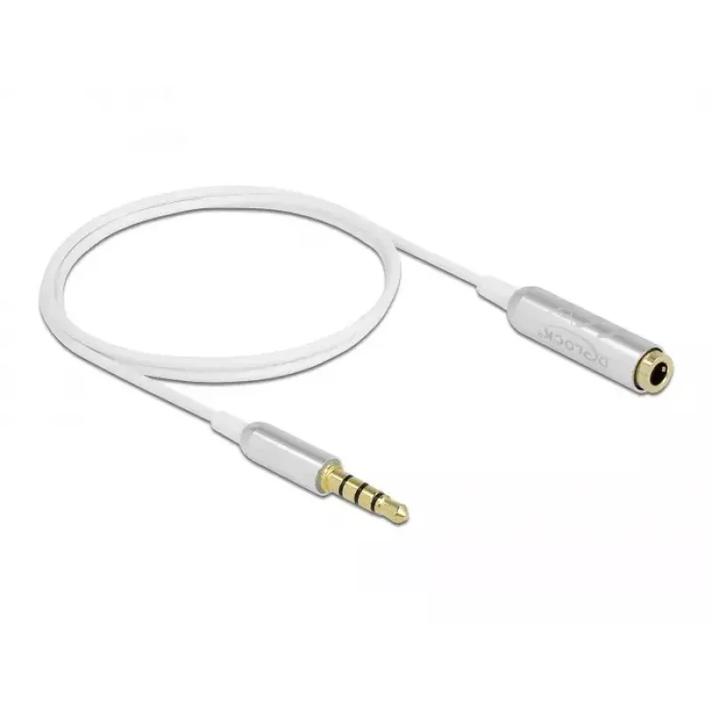 Cable de extensión de audio DeLOCK 66072 3,5 mm conector macho a conector hembra ultra fino 0,5 m blanco