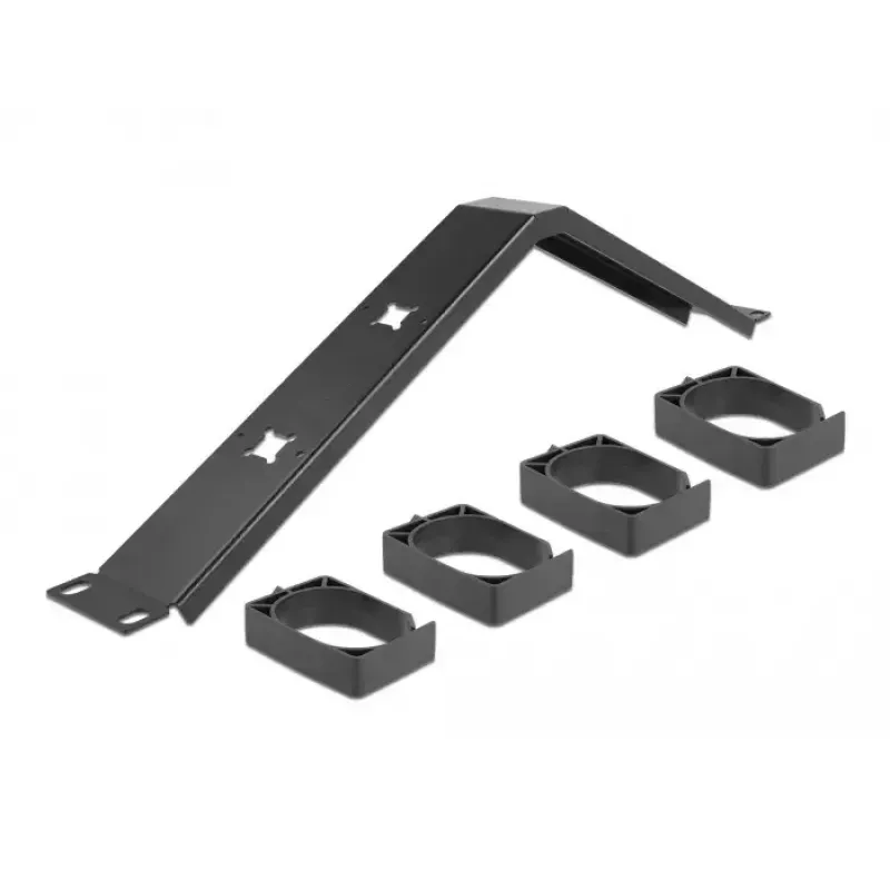 Panel de gestión de cables DeLOCK 19 pulgadas 66667 negro 1U con ganchos