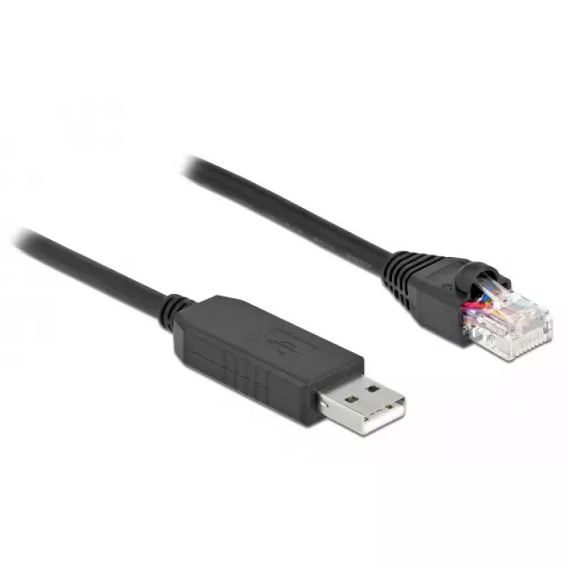 Cable de conexión serie DeLOCK 64161 USB 2.0 Type-A a RS-232 RJ45 2m negro