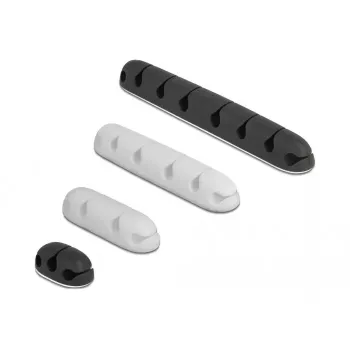 Sujetacables DeLOCK 18402 set combinado autoadhesivo 4 uds. negro blanco