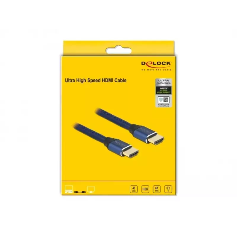 Cable HDMI DeLOCK Ultra High Speed 48 Gbit/s 8K 60 Hz 0,5 m