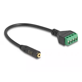 Cable de audio DeLOCK 66294 0,2m conector hembra 2,5mm a conector macho terminal negro
