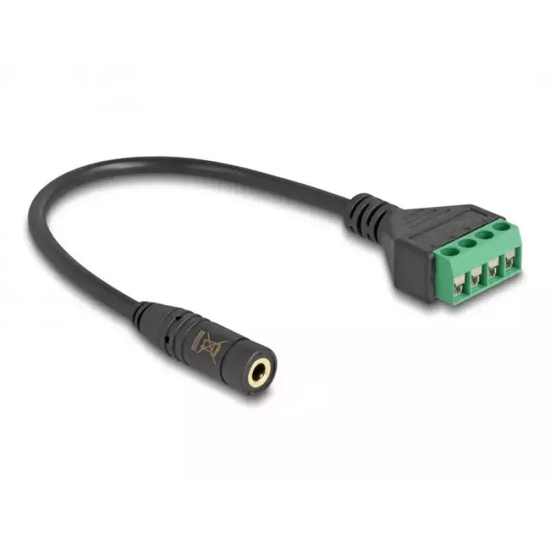 DeLOCK 66295 Cable adaptador de audio, 3,5 mm 4 pines hembra a bloque de terminales, 20 cm