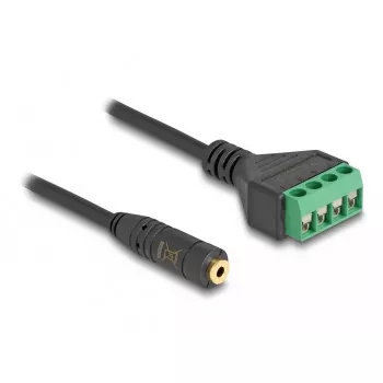 DeLOCK 66295 Cable adaptador de audio, 3,5 mm 4 pines hembra a bloque de terminales, 20 cm