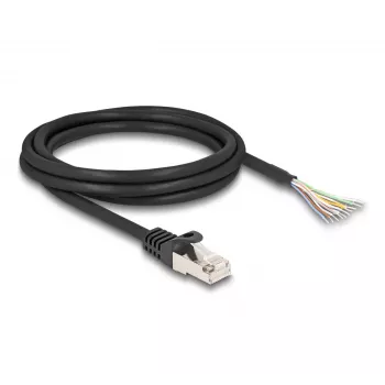 Cable DeLOCK RJ50 macho a extremos de hilos abiertos S/FTP 2 m negro