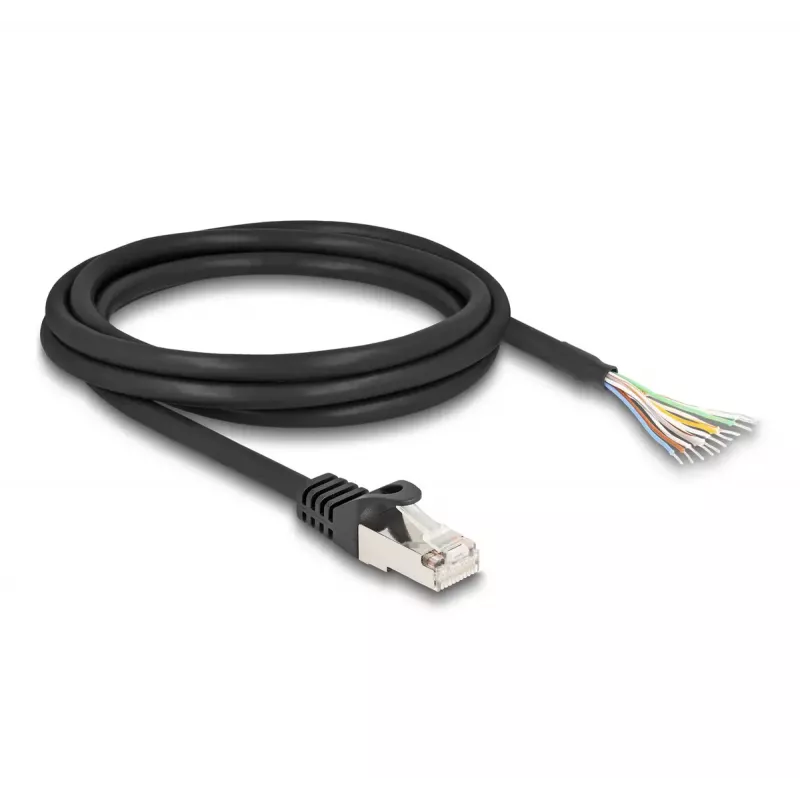 Cable DeLOCK RJ50 macho a extremos de hilos abiertos S/FTP 2 m negro