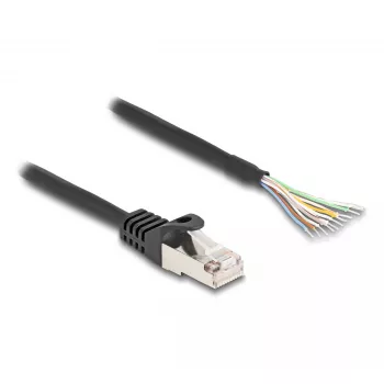 Cable DeLOCK RJ50 macho a extremos de hilos abiertos S/FTP 2 m negro