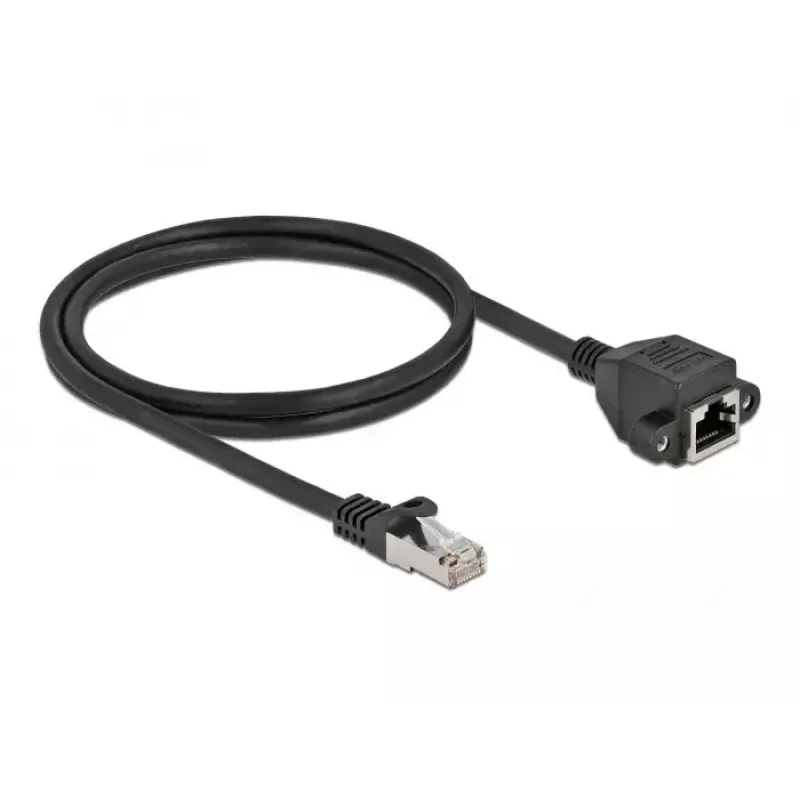 Cable de extensión de red DeLOCK S/FTP RJ45 macho a RJ45 hembra Cat.6A 1 m negro 87001