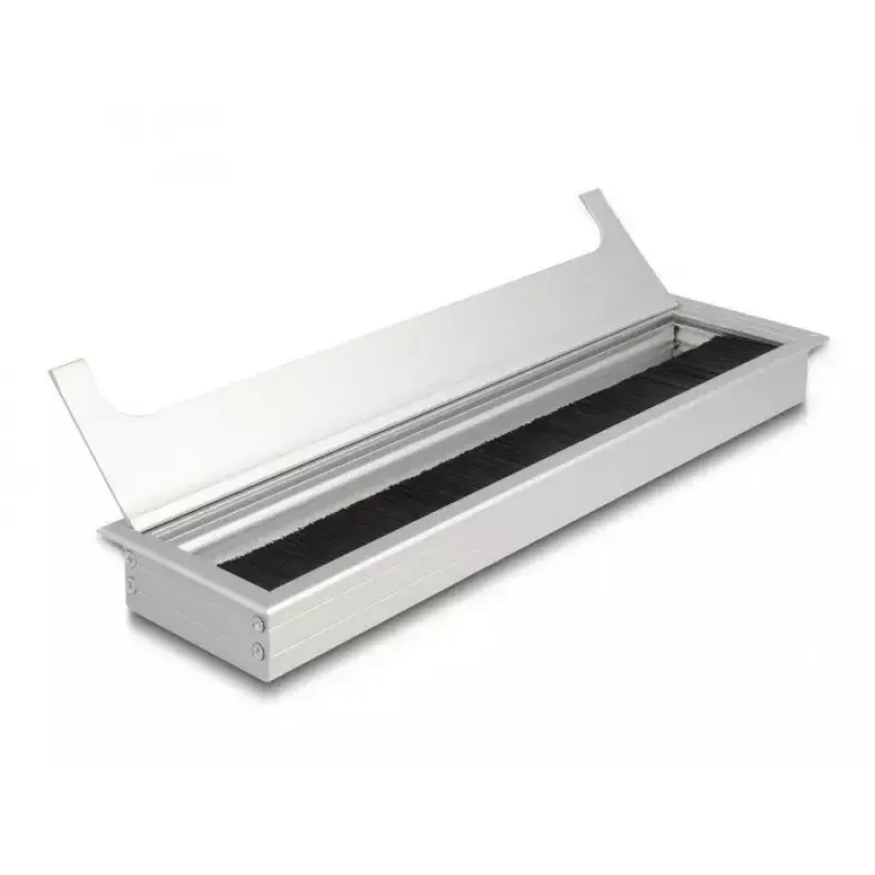Pasacables de escritorio DELOCK 66863, plateado, 80×300×28 mm, 1 ud.
