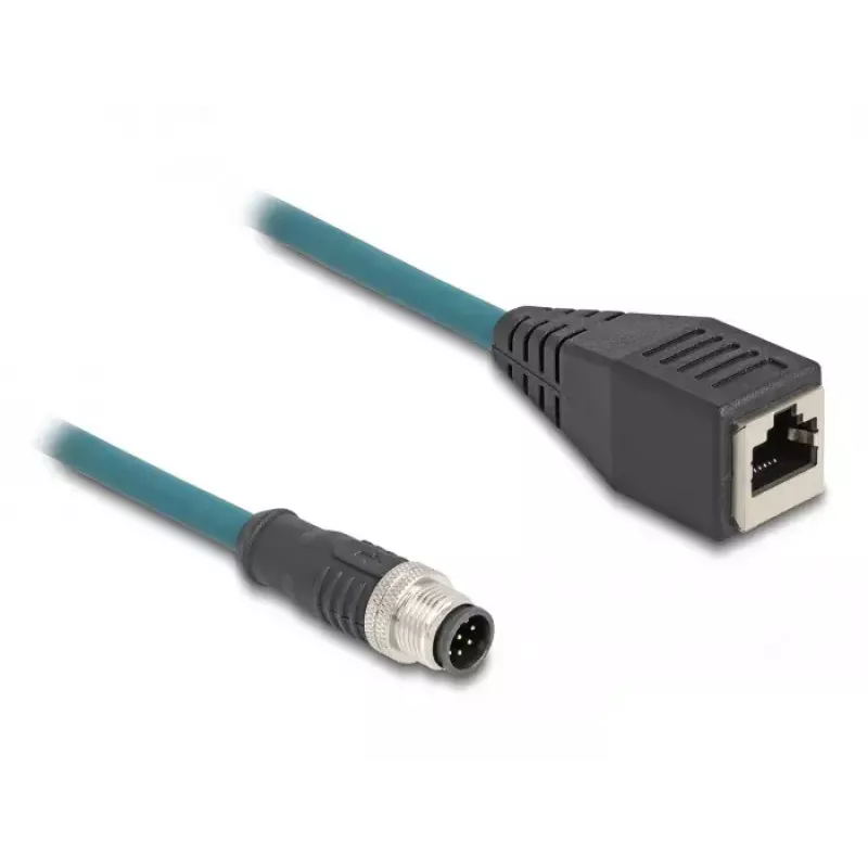 Cable adaptador DeLOCK M12 codificación A de 8 pines macho a RJ45 hembra 50 cm