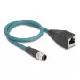 Cable adaptador DeLOCK M12 codificación A de 8 pines macho a RJ45 hembra 50 cm