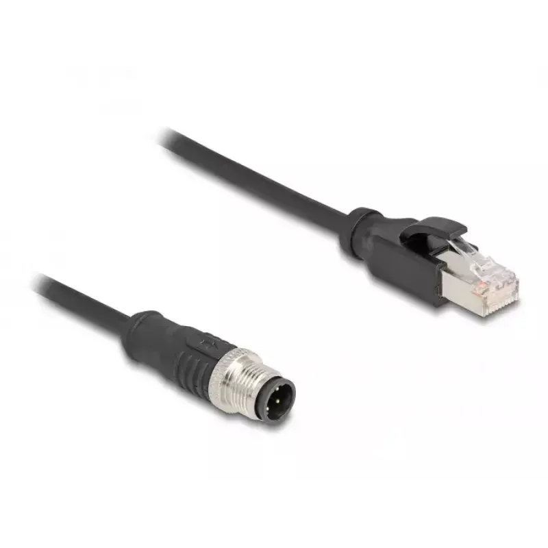 Cable adaptador DeLOCK M12 codificación D de 4 pines macho a RJ45 macho 50 cm