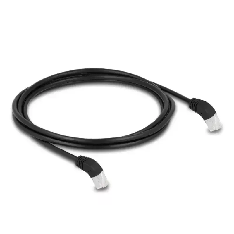 Cable de red DeLOCK RJ45 Cat.6A acodado 45° hacia abajo 2m negro