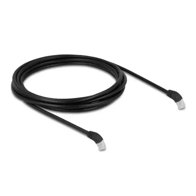 Cable de red DeLOCK RJ45 Cat.6A S/FTP acodado 45° hacia abajo 3 m negro