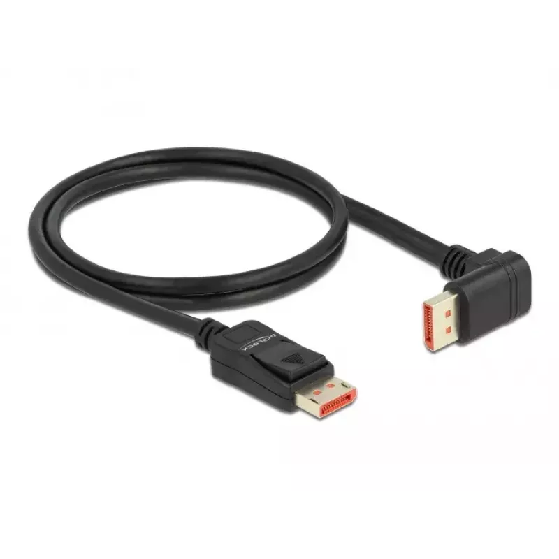 Cable DisplayPort DeLOCK 8K 60 Hz 1 m macho recto a macho 90° acodado hacia abajo