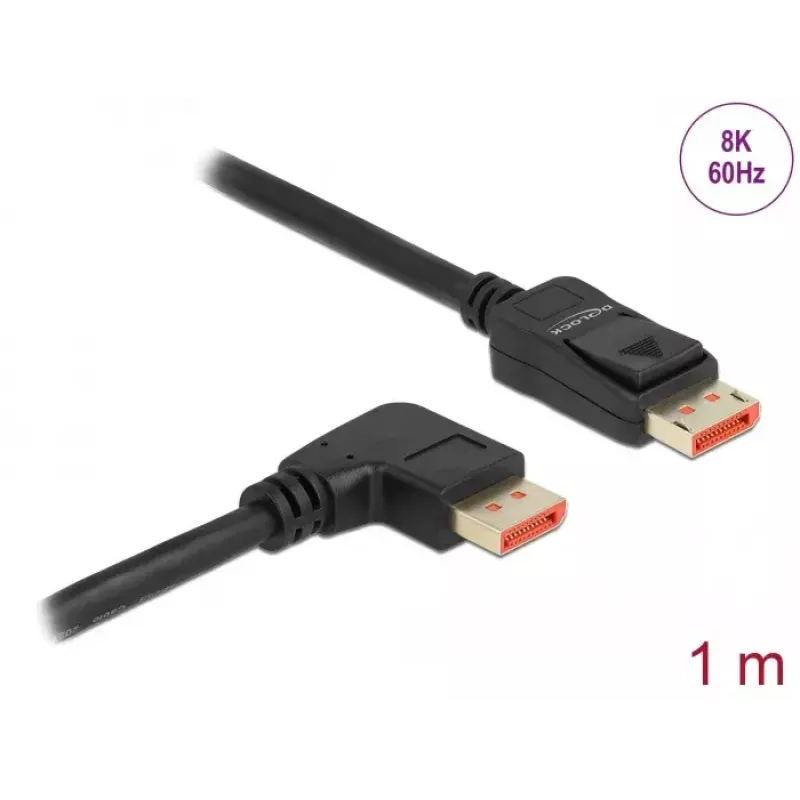 Cable DisplayPort DeLOCK 8K 60 Hz 1 m macho a macho 90° acodado