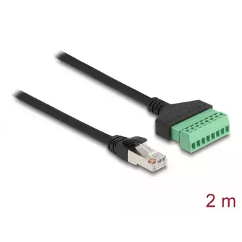 Cable RJ45 DeLOCK Cat.6 macho a adaptador de regleta de bornes 2 m negro verde