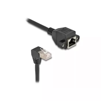 Cable de extensión de red DeLOCK S/FTP RJ45 90° acodado a RJ45 Cat.6A 2 m negro