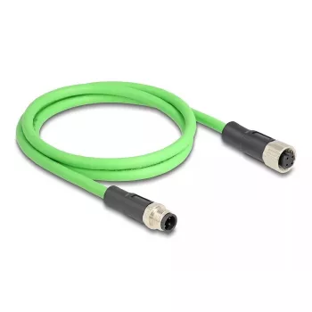 Cable de red DeLOCK M12 codificado D 4 polos macho a hembra PUR (TPU) 2 m