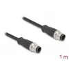 Cable de red DeLOCK M12 codificado D 4 polos macho a macho Cat5e 1 m negro
