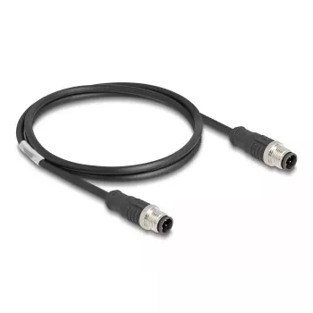 Cable de red DeLOCK M12 codificado D 4 polos macho a macho Cat5e 1 m negro