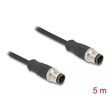 Cable de red DeLOCK M12 codificado D 4 polos macho a macho Cat5e 5 m negro