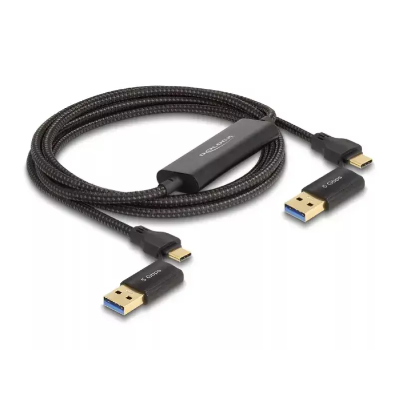 Cable de enlace de datos USB Type-C + conmutador KM DeLOCK 2 m 5 Gbps