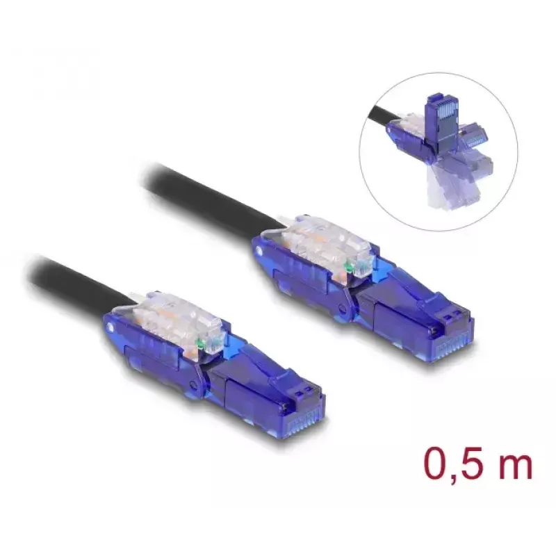 Cable de red DeLOCK 80925 RJ-45 Cat6 0,5m negro violeta