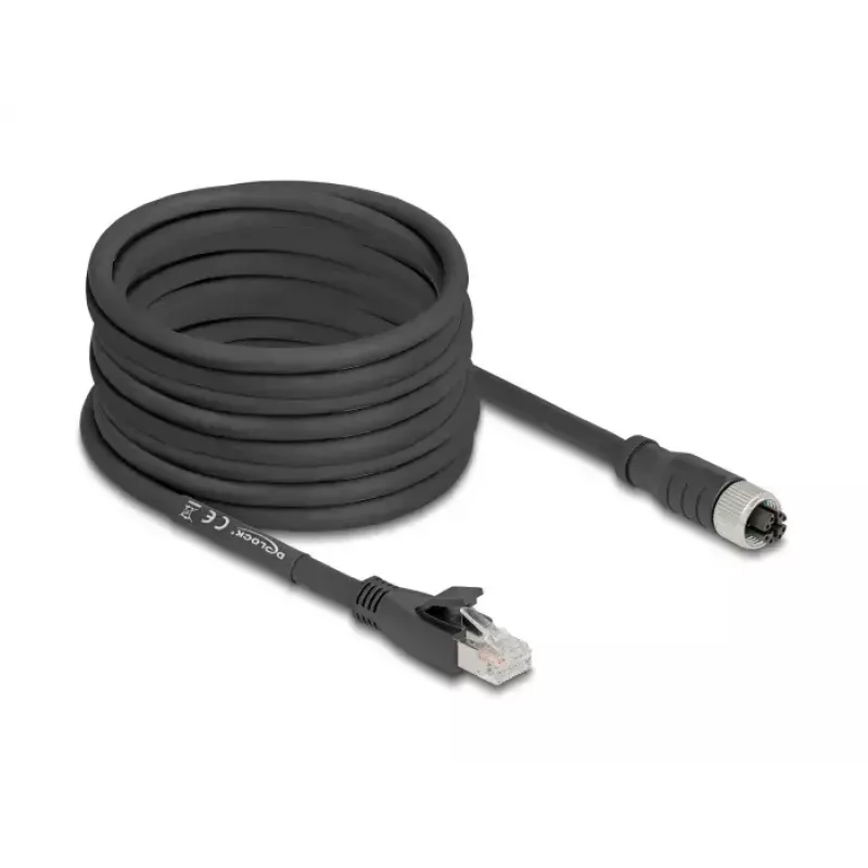 Cable de red DeLOCK 80595 M12 a RJ-45 Cat5e 10 m negro