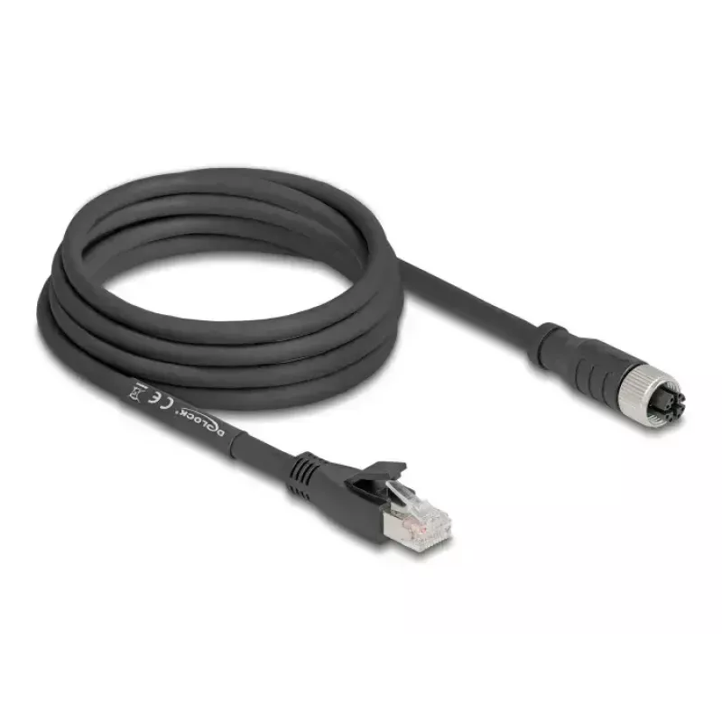 Cable de red DeLOCK 80591 M12 a RJ-45 Cat5e 3 m negro