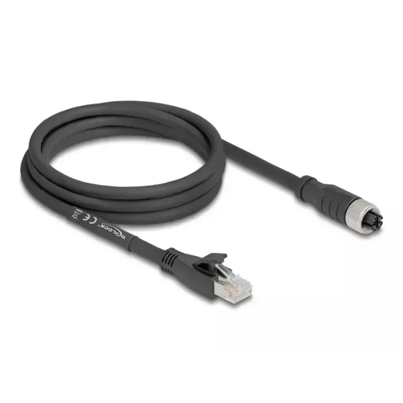 Cable de red DeLOCK 80590 M12 a RJ-45 Cat5e 2 m negro